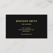 Elegant Gold Signature Monogram on Black Visitekaartje (Achterkant)