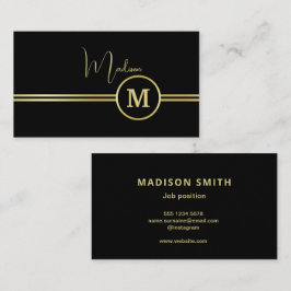 Elegant Gold Signature Monogram on Black Visitekaartje