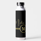 Elegant Gold Signature Monogram on Black Waterfles (Links)