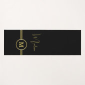 Elegant Gold Signature Monogram on Black Yogamat (Voorkant (horizontaal))