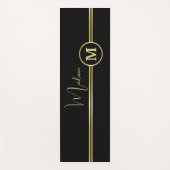 Elegant Gold Signature Monogram on Black Yogamat (Voorkant)