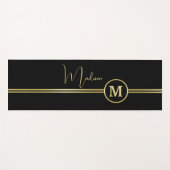 Elegant Gold Signature Monogram on Black Yogamat (Voorkant (horizontaal))