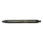 Elegant Gold Signature Monogram on Black Zwarte Inkt Pen (Voorkant)