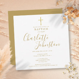 Elegant Gold Signature Script Baptism Christening Kaart