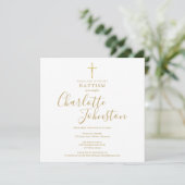 Elegant Gold Signature Script Baptism Christening Kaart (Staand voorkant)