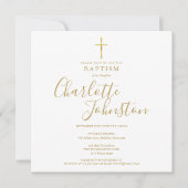 Elegant Gold Signature Script Baptism Christening Kaart (Voorkant)