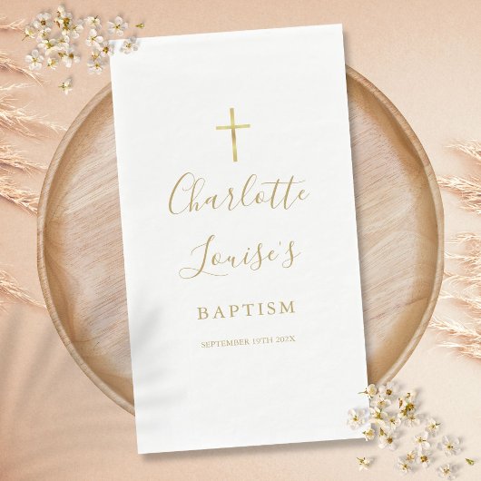Elegant Gold Signature Script Baptism Christening Servet