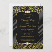 Elegant Gold Silk Black Diamond Birthday Kaart (Voorkant)