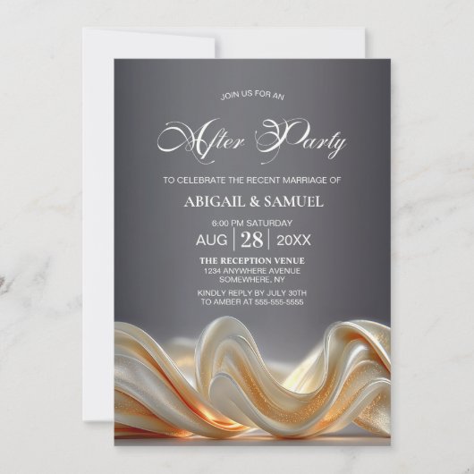 Elegant Gold Silk Wedding After Party Kaart (Voorkant)