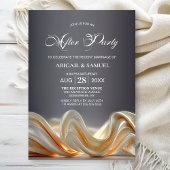 Elegant Gold Silk Wedding After Party Kaart