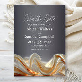 Elegant Gold Silk Wedding Save the Date Kaart