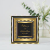Elegant Gold Silver Black Birthday Party Mannen Ma Kaart (Staand voorkant)