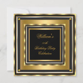 Elegant Gold Silver Black Birthday Party Mannen Ma Kaart (Voorkant)