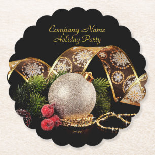 Elegant Gold Silver Black Corporate Holiday Kartonnen Onderzetters