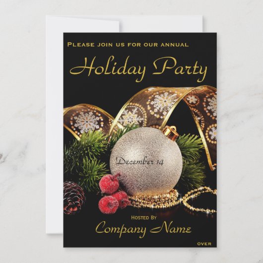 Elegant Gold Silver Black Corporate Holiday Party Kaart (Voorkant)