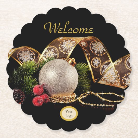 Elegant Gold Silver Black Corporate Holiday Party Kartonnen Onderzetters (Voorkant)