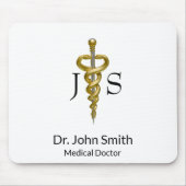 Elegant Gold Silver Classy Noble Medical Asclepius Muismat (Voorkant)