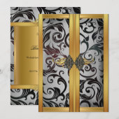 Elegant  Gold Silver Cupboard Brocade Party Kaart (Voorkant / Achterkant)
