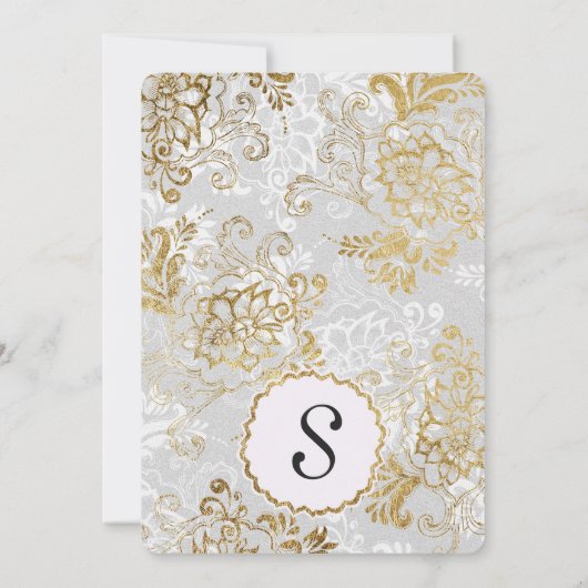 Elegant Gold Silver en Gray Floral Maid of Honor Kaart (Achterkant)