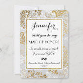 Elegant Gold Silver en Gray Floral Maid of Honor Kaart (Voorkant)