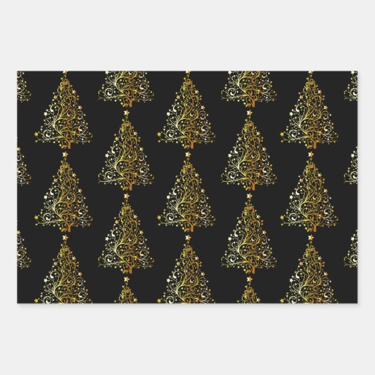 Elegant Gold Silver en Red Kerstmis Motif Inpakpapier Vel (Voorkant)