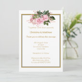 ELEGANT GOLD SILVER FLORAL WEDDING INVITATION KAART (Staand voorkant)
