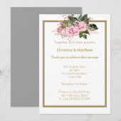 ELEGANT GOLD SILVER FLORAL WEDDING INVITATION KAART (Voorkant / Achterkant)