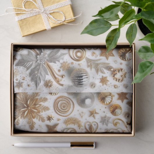Elegant Gold Silver Flourish Christmas Craft  Tissuepapier (Geschenk)