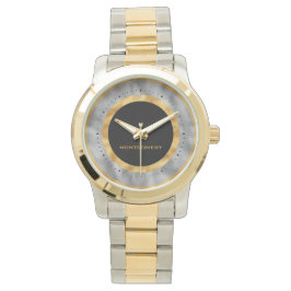 Elegant Gold Silver Foil Black, speciaal gepersona Horloge