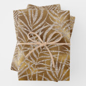 Elegant Gold Silver Glitter Abstract Foliage Inpakpapier Vel (In situ)
