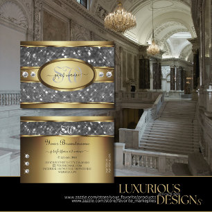 Elegant Gold Silver Glitter Diamond Stars Initiale Visitekaartje