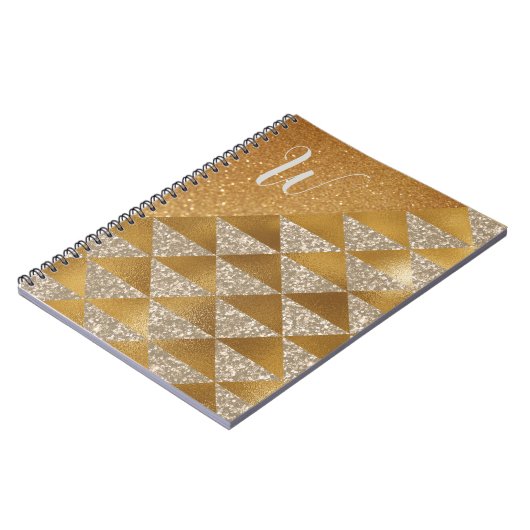 Elegant Gold Silver Glitter Monogram Glam Notitieboek (Linkerzijde)
