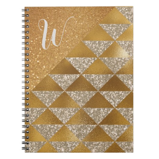 Elegant Gold Silver Glitter Monogram Glam Notitieboek (Voorkant)