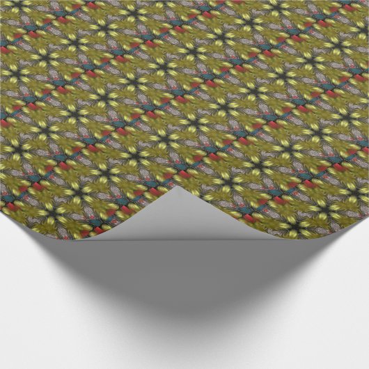 Elegant Gold Silver Kaleidoscoop kerstster Cadeaupapier (Hoek)