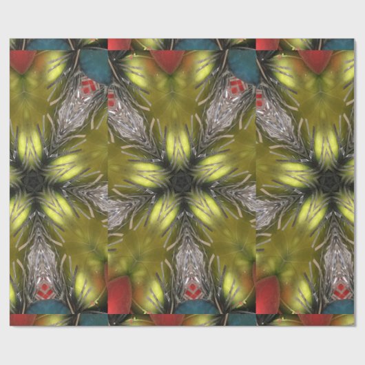 Elegant Gold Silver Kaleidoscoop kerstster Cadeaupapier (Vlak)