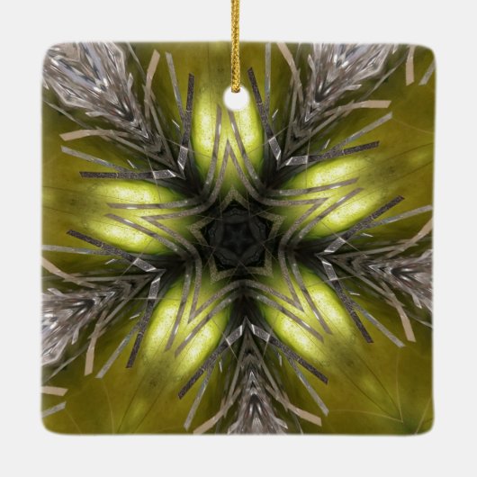 Elegant Gold Silver Kaleidoscoop kerstster Keramisch Ornament (Achterkant)