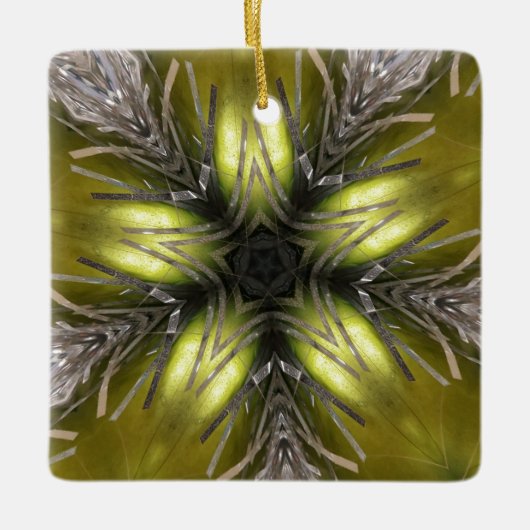 Elegant Gold Silver Kaleidoscoop kerstster Keramisch Ornament (Voorkant)