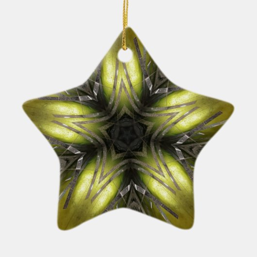 Elegant Gold Silver Kaleidoscoop kerstster Keramisch Ornament (Voorkant)