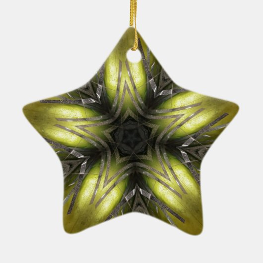 Elegant Gold Silver Kaleidoscoop kerstster Keramisch Ornament (Achterkant)