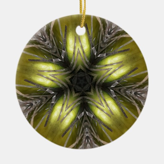 Elegant Gold Silver Kaleidoscoop kerstster Keramisch Ornament (Voorkant)