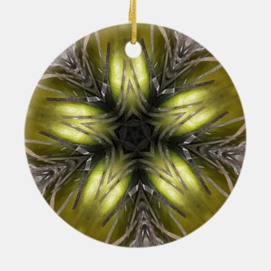 Elegant Gold Silver Kaleidoscoop kerstster Keramisch Ornament (Achterkant)