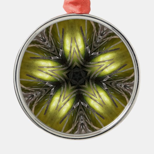 Elegant Gold Silver Kaleidoscoop kerstster Metalen Ornament (Voorkant)