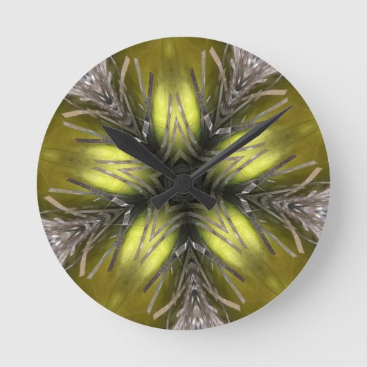 Elegant Gold Silver Kaleidoscoop kerstster Ronde Klok (Voorkant)