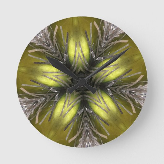 Elegant Gold Silver Kaleidoscoop kerstster Ronde Klok (Voorkant)