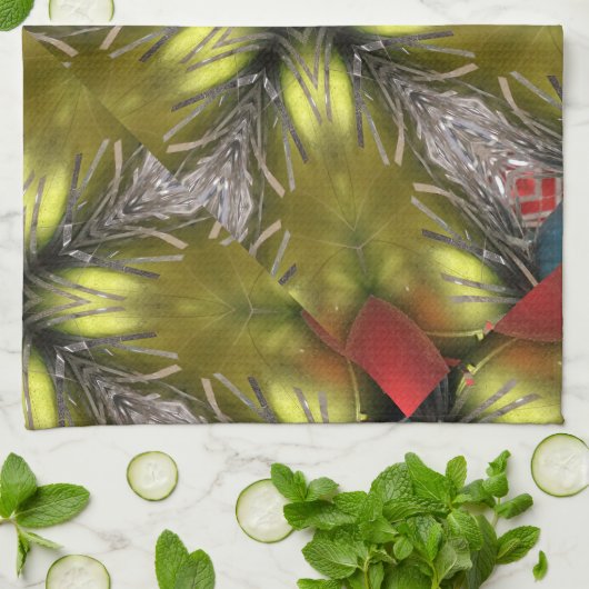 Elegant Gold Silver Kaleidoscoop kerstster Theedoek (Gevouwen)