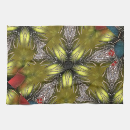 Elegant Gold Silver Kaleidoscoop kerstster Theedoek (Horizontaal)