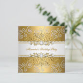 Elegant Gold Silver Lace Diamond Overlay Pearls Kaart (Staand voorkant)