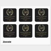 Elegant Gold & Silver Laurel Wijnlabel Vierkante Sticker (Vel)