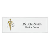 Elegant Gold Silver Medical Classy Noble Asclepius Naambadge (Voorkant)
