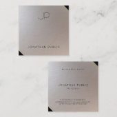 Elegant Gold Silver Monogram Moderne Sjabloon Luxe Vierkante Visitekaartje (Voorkant / Achterkant)
